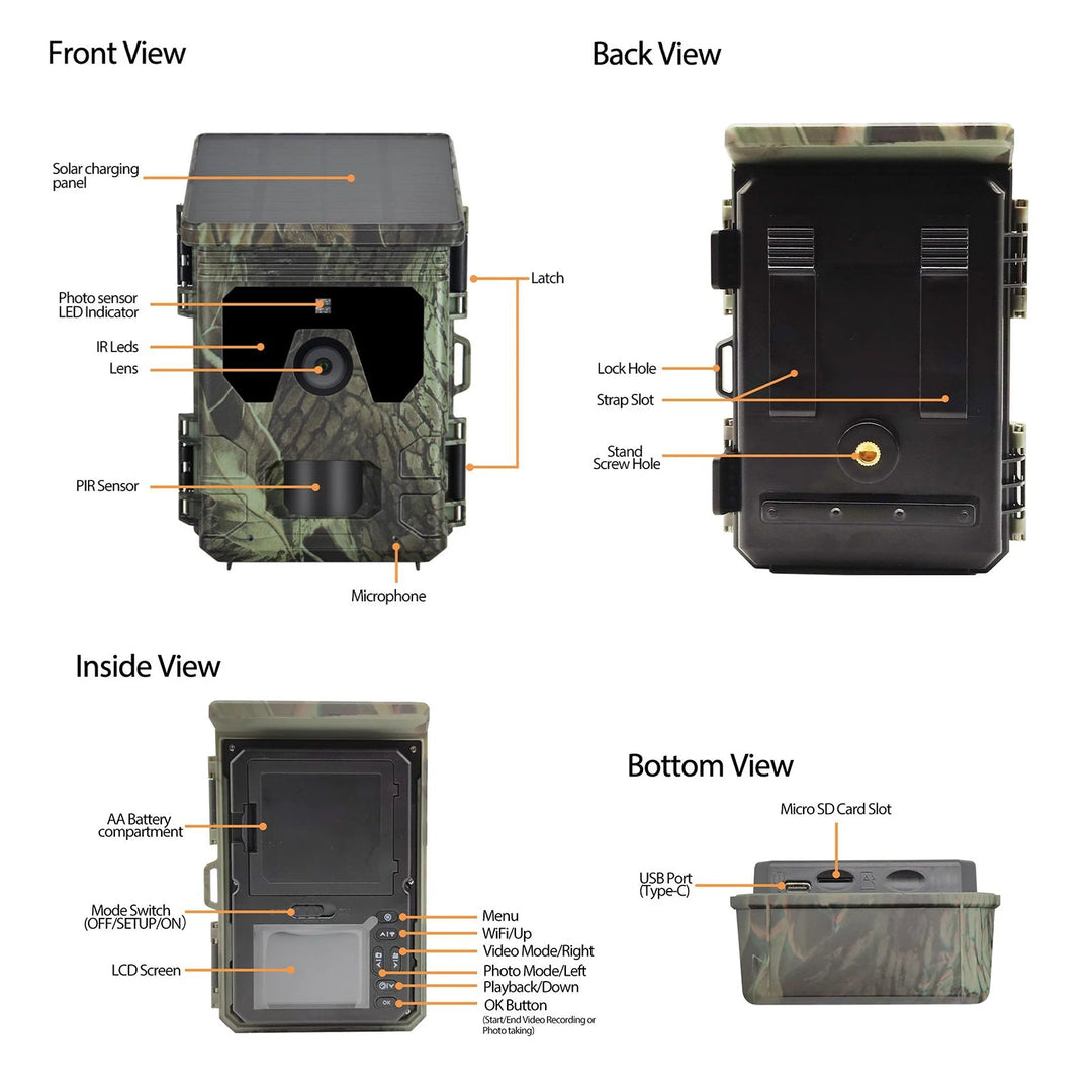 Solar Trail Camera with 4K Video, 50MP Photos and Night Vision
