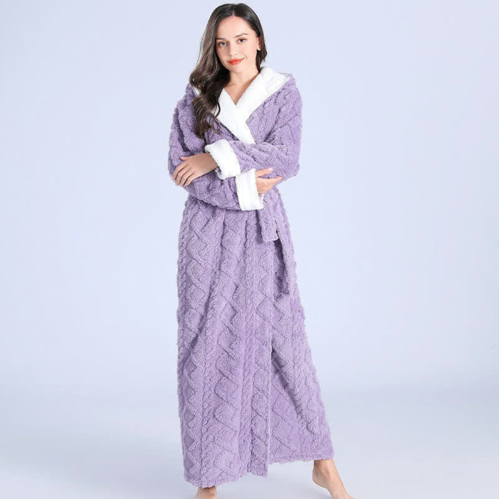 Hendrano™ Long Plush Hooded Robe with Two Large Front Pockets