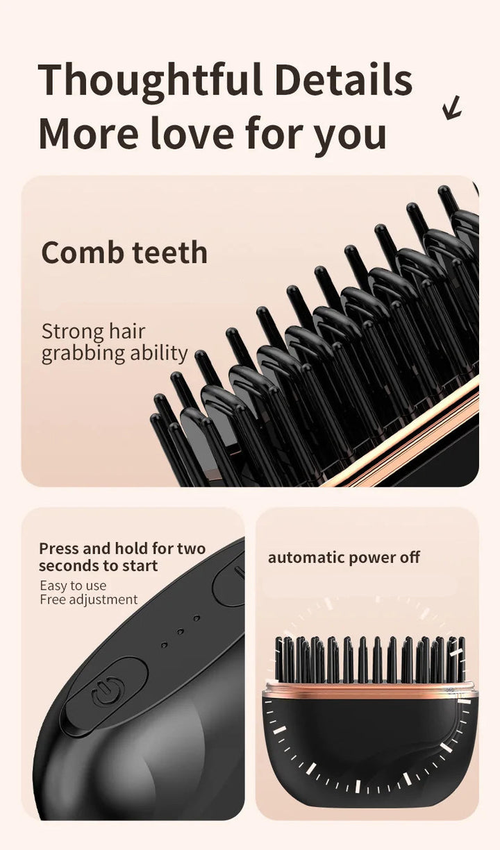 Hendrano™ Cordless 2-in-1 Ceramic Straightening Comb for Travel