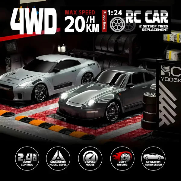 Hendrano™ Retro 4WD Drift RC Car with LED Lights and Swappable Tires