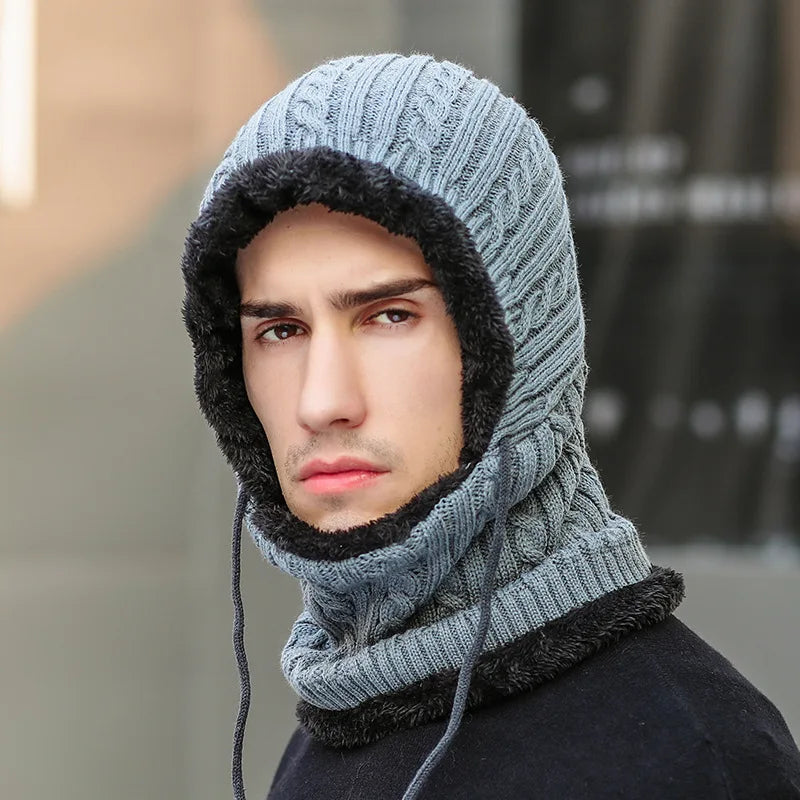 Hendrano™ Knit Balaclava Hat with Attached Scarf and Fleece Lining