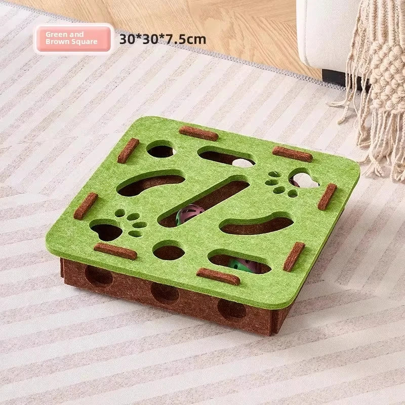 Felt Cat Puzzle Box with Hidden Bells for Indoor Play