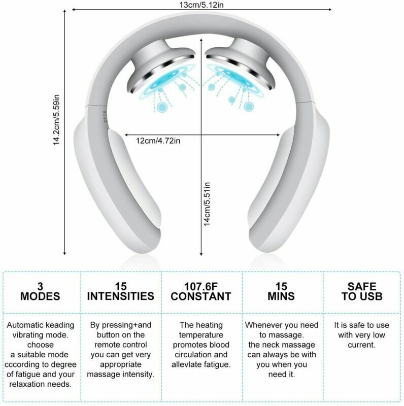 Hendrano™ Cordless Pulse Neck Massager with Heat, 15 Intensities