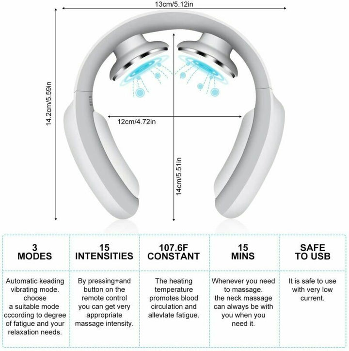 Hendrano™ Cordless Pulse Neck Massager with Heat, 15 Intensities