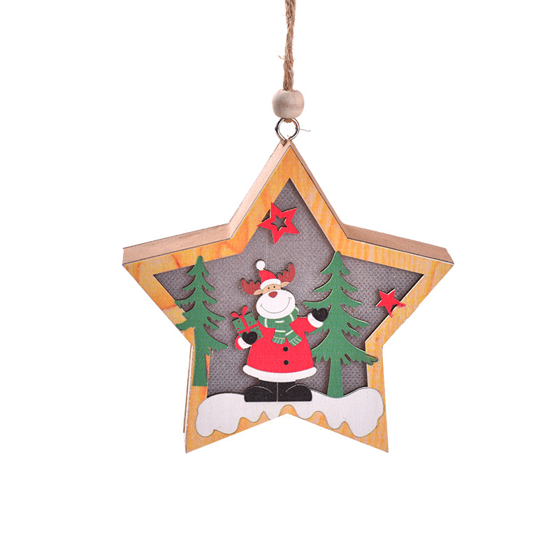 Hendrano™ Wooden Christmas Tree Hanging Light Box with Twine Loop