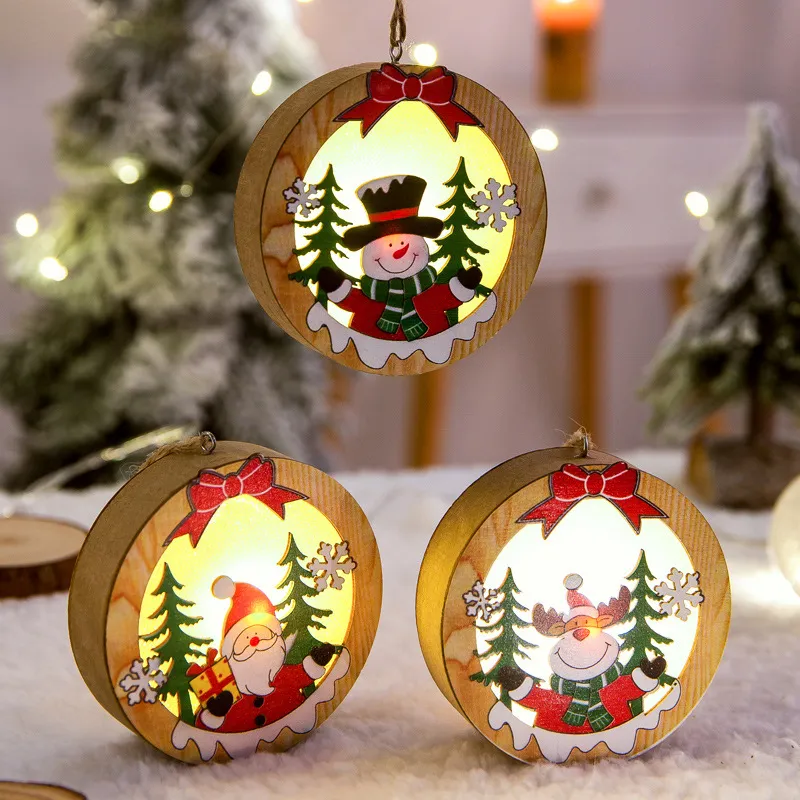 Hendrano™ Wooden Christmas Tree Hanging Light Box with Twine Loop