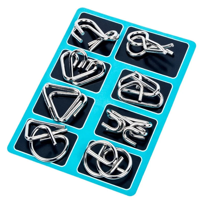 8-Piece Metal Puzzle Ring Set – Brain Teasers for Kids and Adults