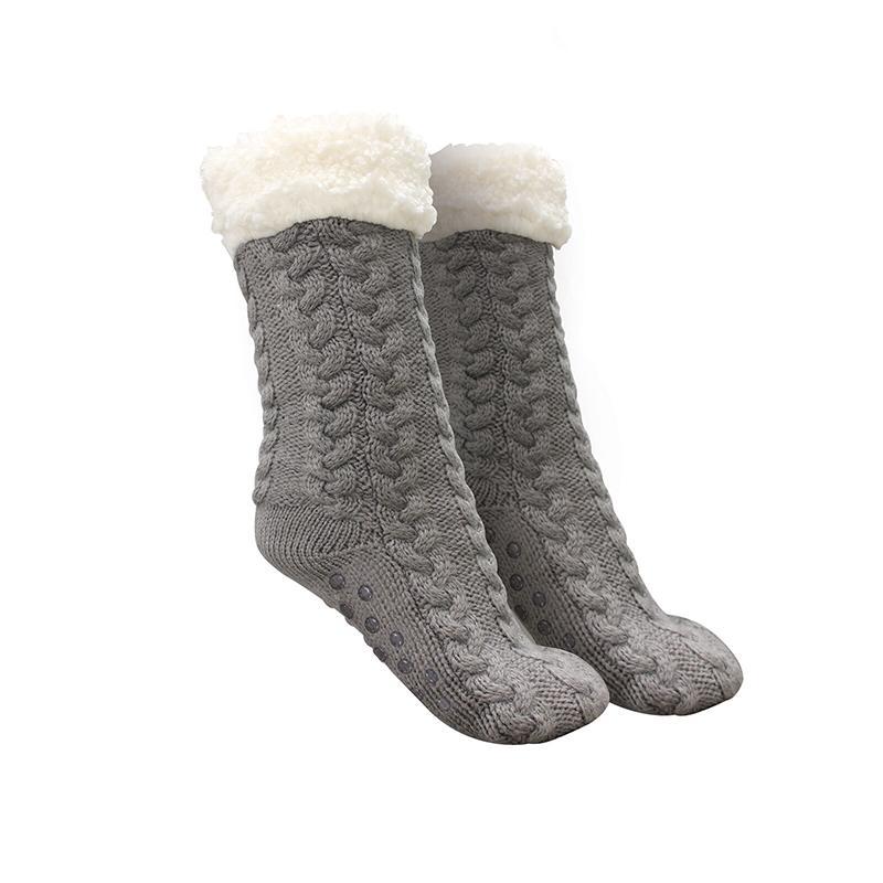 Thick Fleece-Lined Slipper Socks with Non-Slip Bottoms