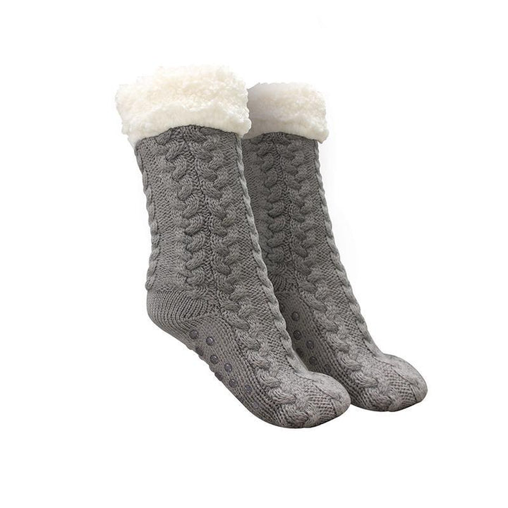Thick Fleece-Lined Slipper Socks with Non-Slip Bottoms
