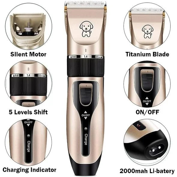Low-Noise Rechargeable Dog and Cat Clippers Grooming Kit