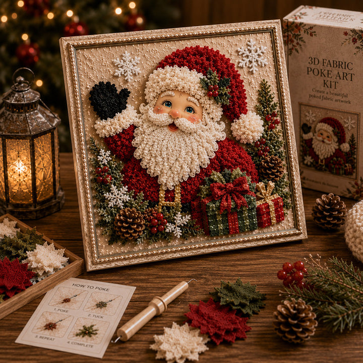 3D fabric poke art Christmas cardinal in frame