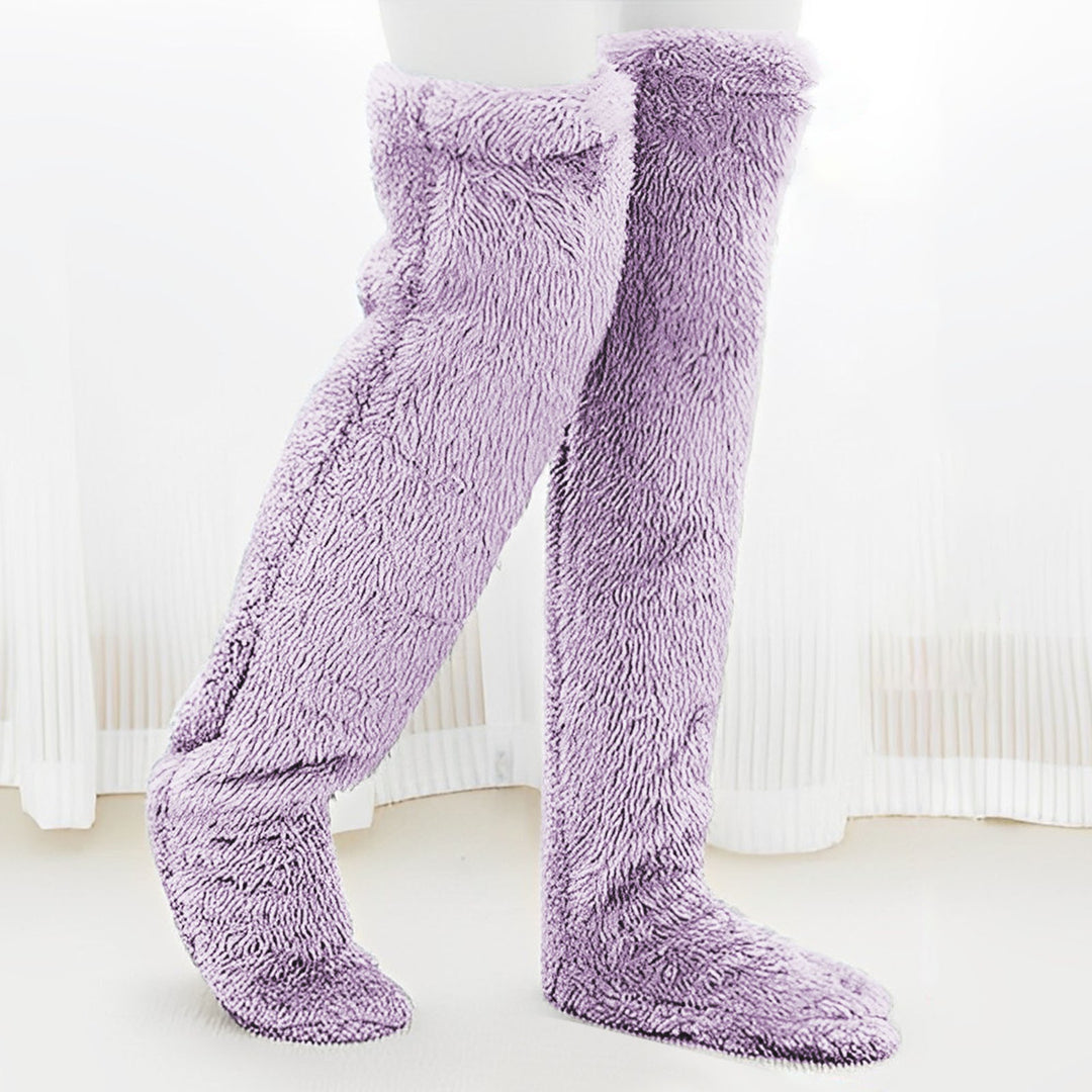 Fluffy over-the-knee plush leg socks