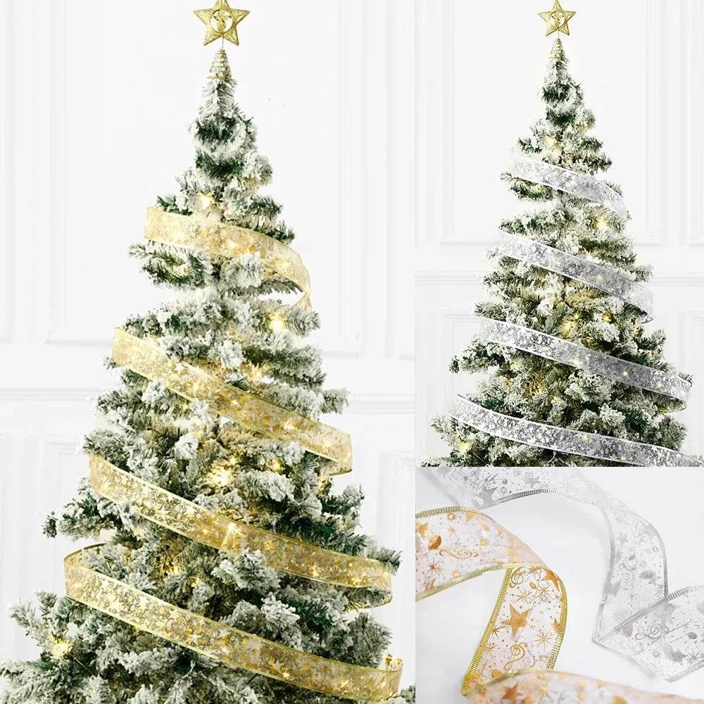 Double-Layer Christmas Ribbon with 50 Built-In LED Lights