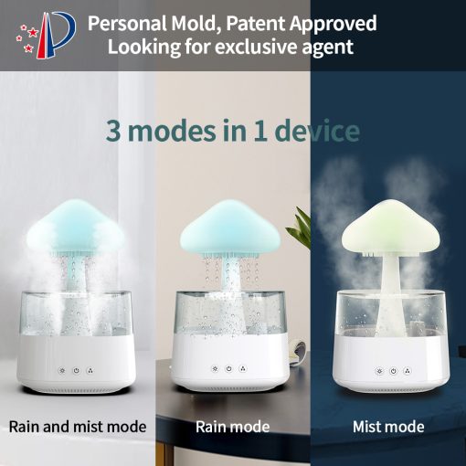 Hendrano™ Rain Cloud Humidifier and Aroma Diffuser with Mushroom Night Light