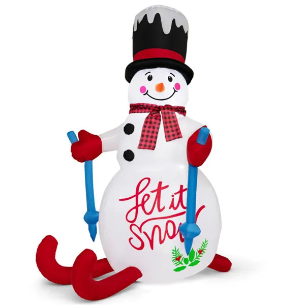 Hendrano 6 ft Inflatable Snowman on Skis with Top Hat