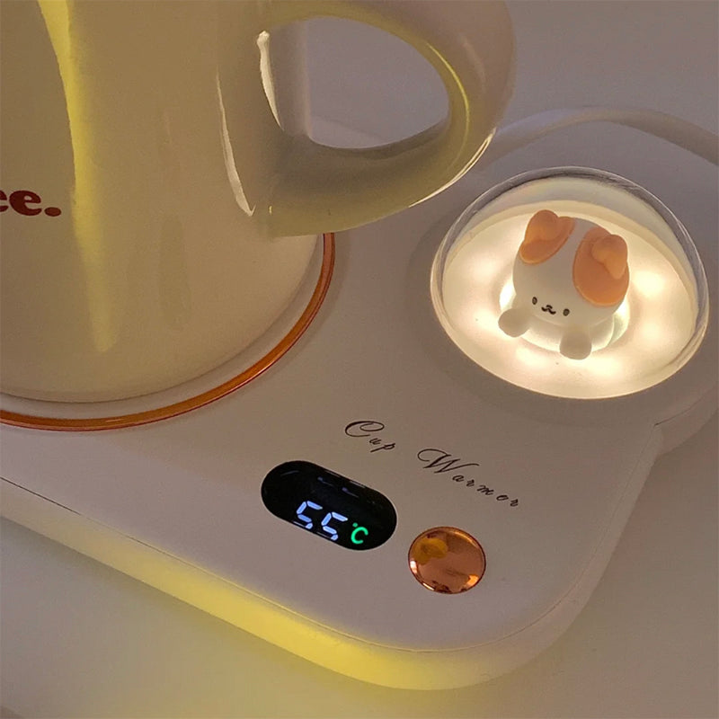 Mug warmer with glowing pet night light
