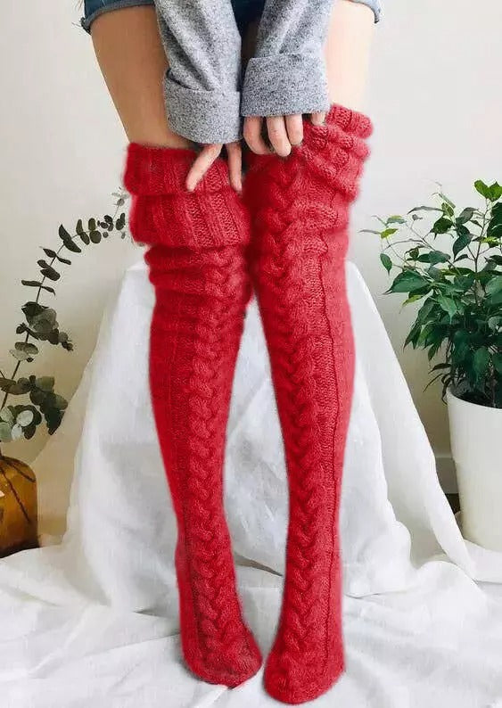 Extra-Long Over-the-Knee Knit Socks for Boots and Skirts