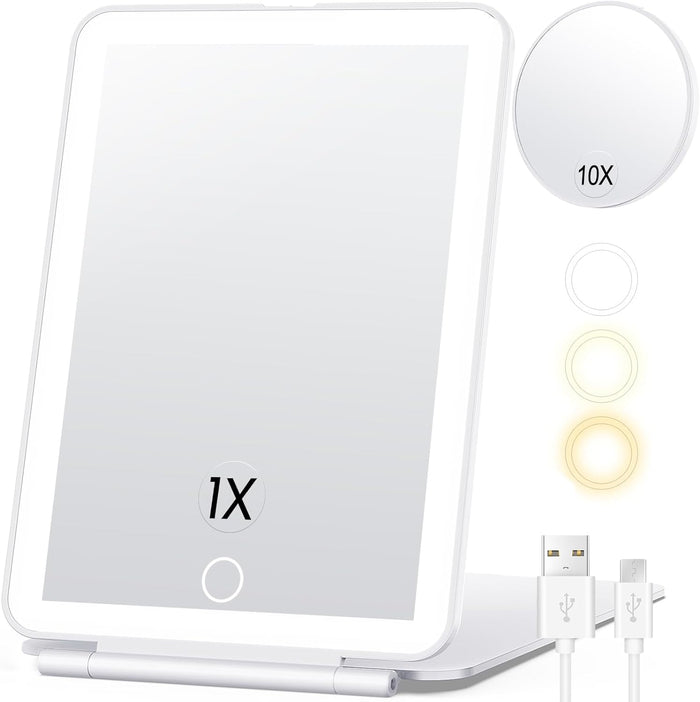 Hendrano™ Rechargeable Lighted Travel Makeup Mirror with 10X Magnification