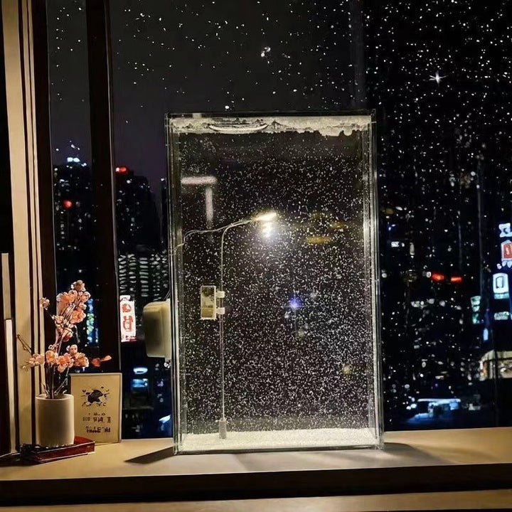 Snowy Street Lamp Night Light – Glowing Winter Scene Diorama