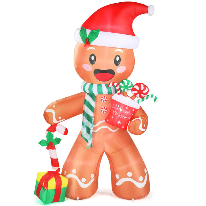 Hendrano 7.9 ft Inflatable Gingerbread Man with Candy Cane