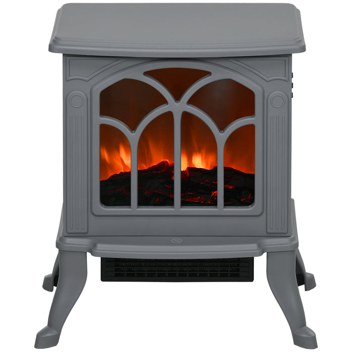 Hendrano Gray Electric Fireplace Stove with Realistic Log Flames
