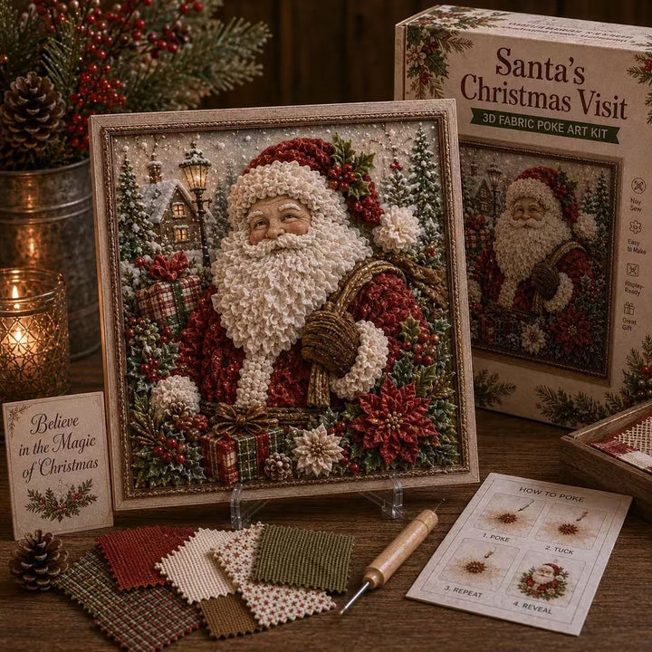 3D fabric poke art Christmas cardinal in frame