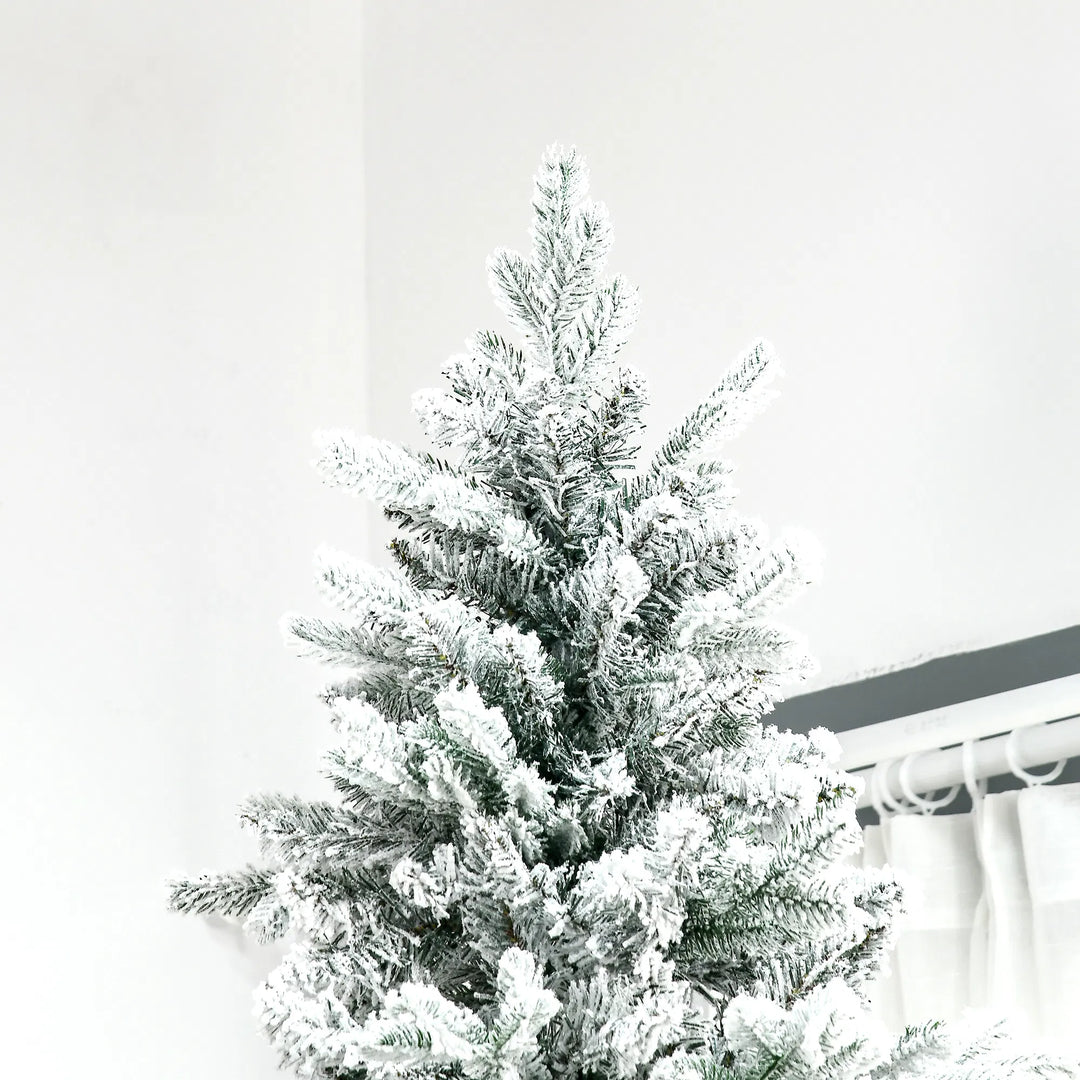 Tall flocked deodar pine Christmas tree