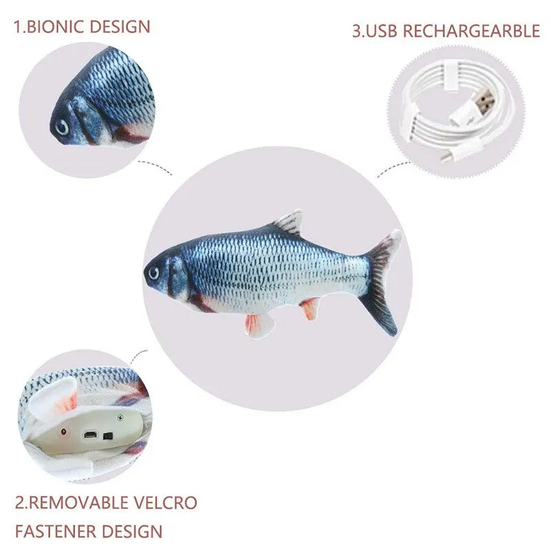 Flopping Fish Cat Toy, USB Rechargeable with Lifelike Wiggle