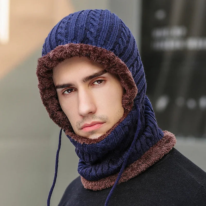 Hendrano™ Knit Balaclava Hat with Attached Scarf and Fleece Lining