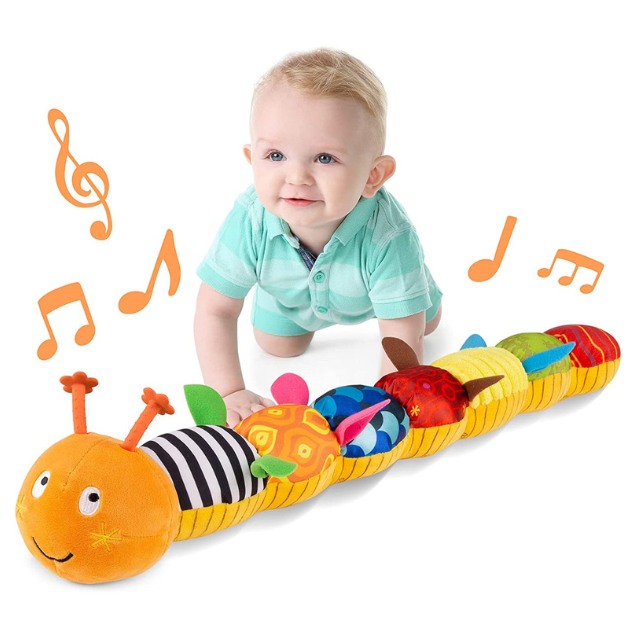 Hendrano™ Musical Caterpillar Rattle Plush with Crinkle Textures
