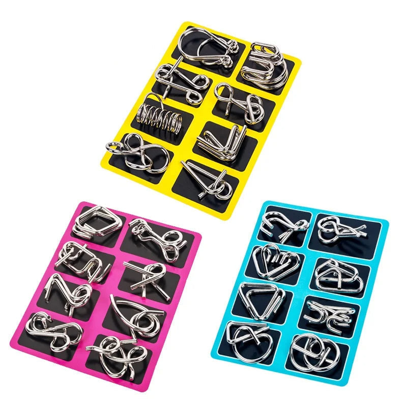 8-Piece Metal Puzzle Ring Set – Brain Teasers for Kids and Adults