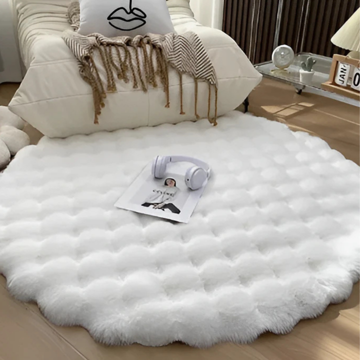Round Soft Fleece Rug 35 in with Non-Slip Backing