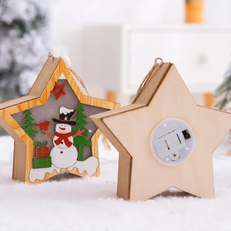Hendrano™ Wooden Christmas Tree Hanging Light Box with Twine Loop