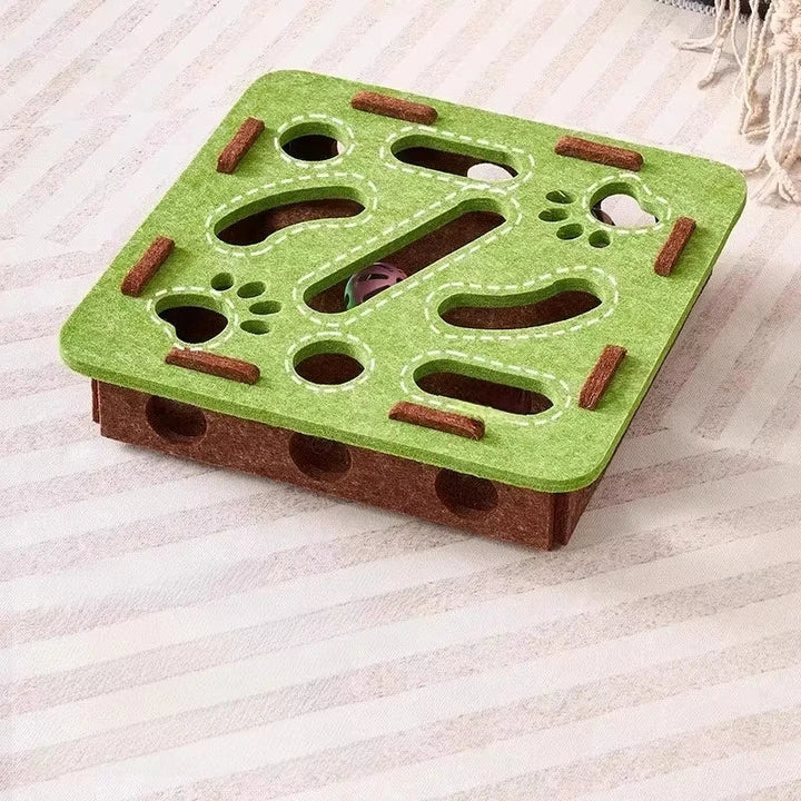 Felt Cat Puzzle Box with Hidden Bells for Indoor Play