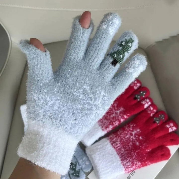 Hendrano™ Festive Fleece-Lined Convertible Fingerless Knit Gloves