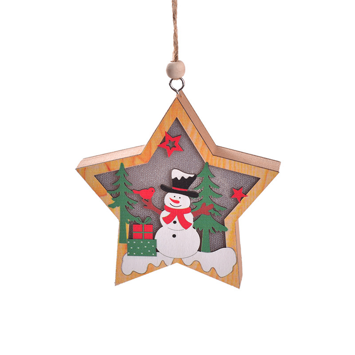 Hendrano™ Wooden Christmas Tree Hanging Light Box with Twine Loop
