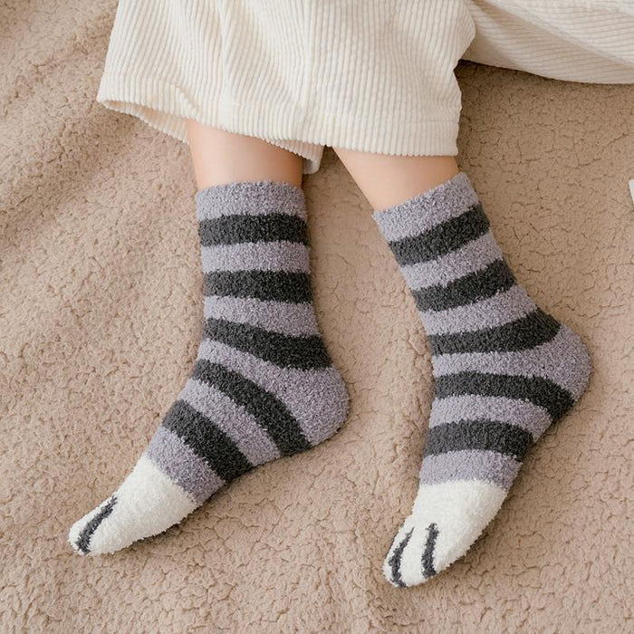 Hendrano™ Cozy Cat Paw Socks in Soft Coral Fleece, One Size Fits Most