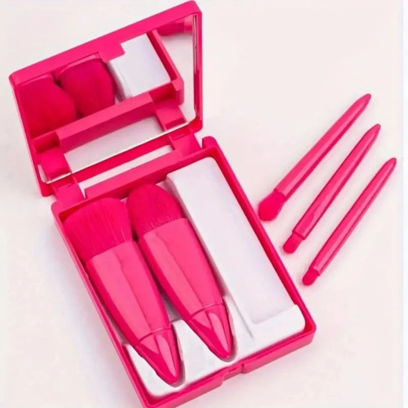 Hendrano™ Mini Makeup Brush Set with Mirror in a Compact Case