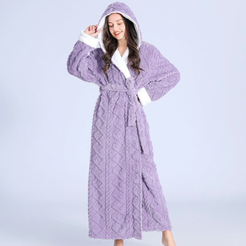 Hendrano™ Long Plush Hooded Robe with Two Large Front Pockets
