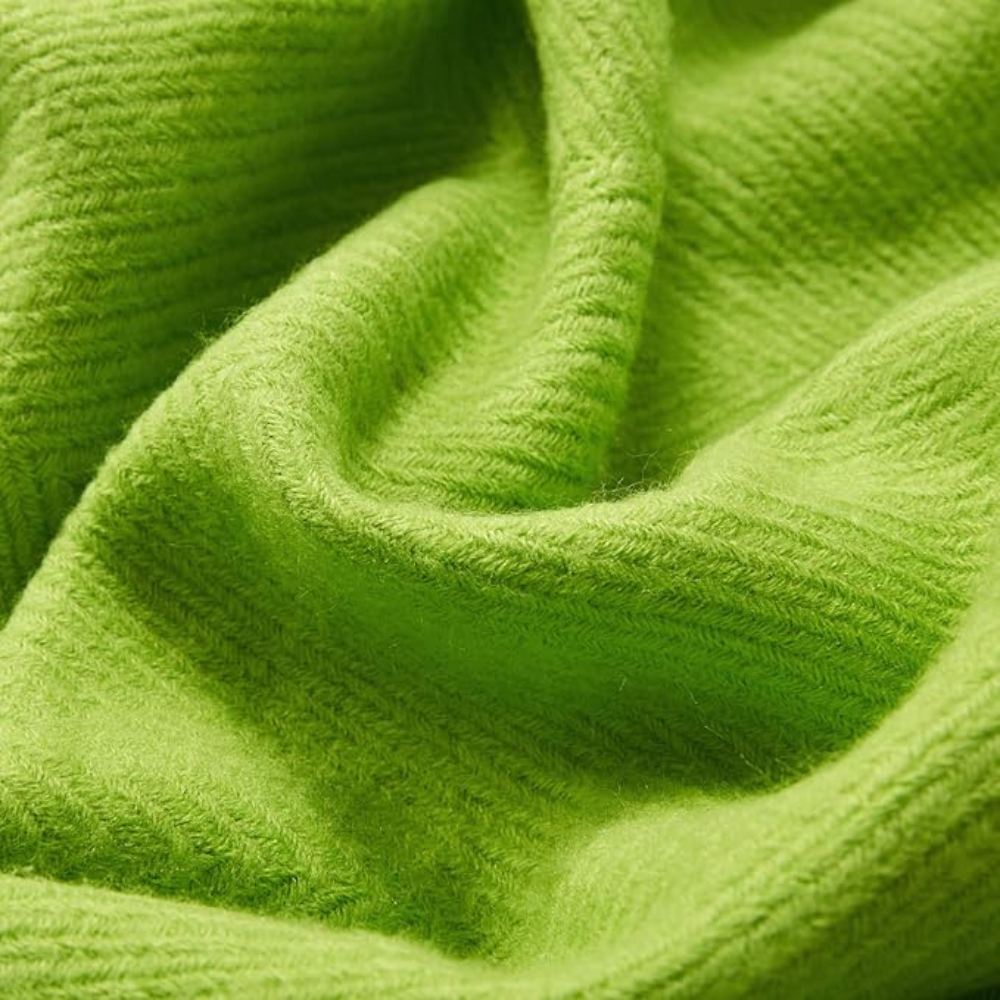 Chunky Knit Throw Blanket with Tassel Edges in Soft Acrylic