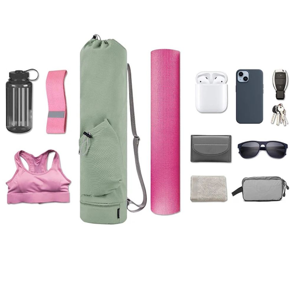 Yoga Mat Carrier Bag with Wet Pocket and Water Bottle Holder
