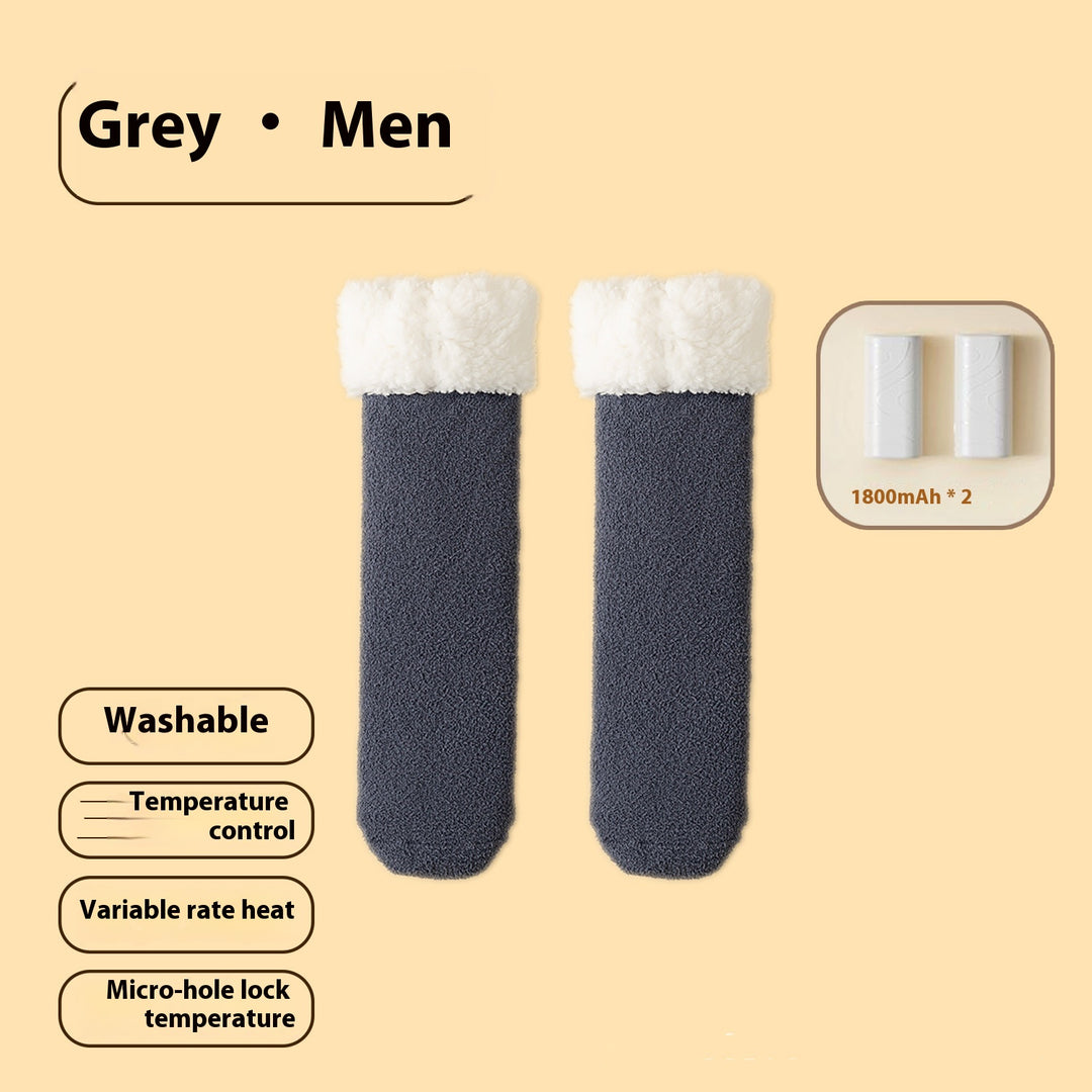 Fleece-lined heated socks with a duck design