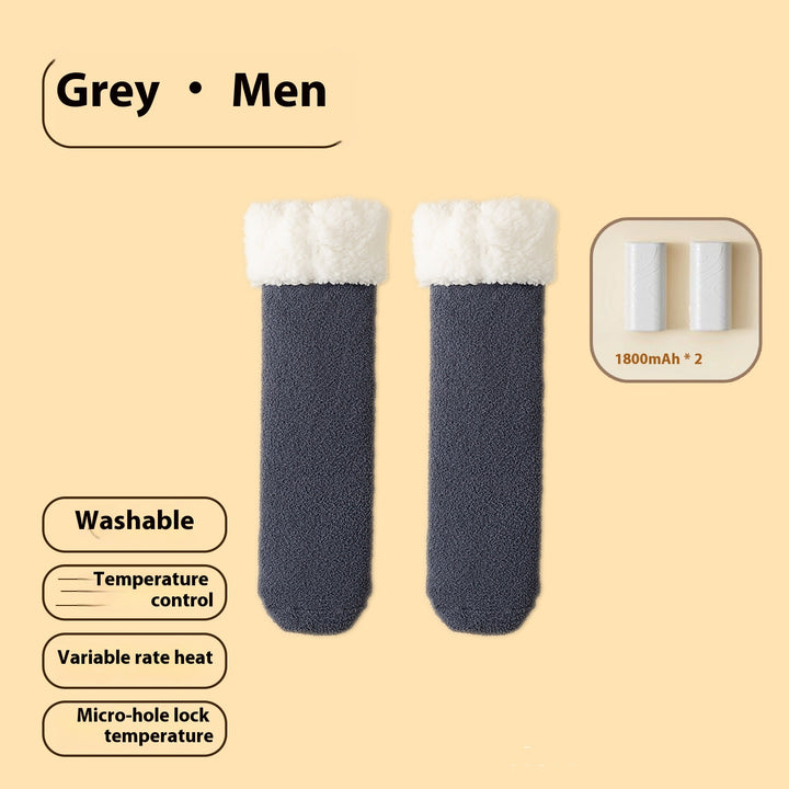 Fleece-lined heated socks with a duck design