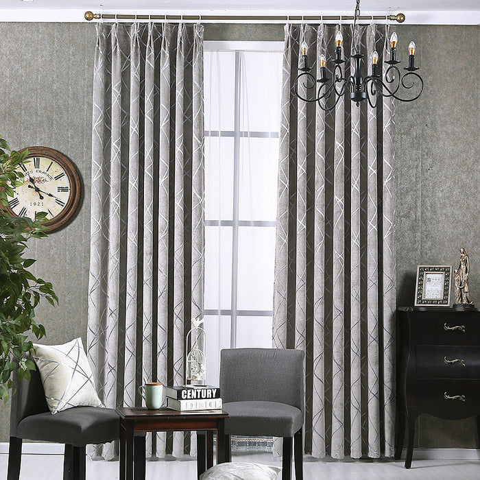 Hendrano Chenille Blackout Curtain Panel with Geometric Pattern