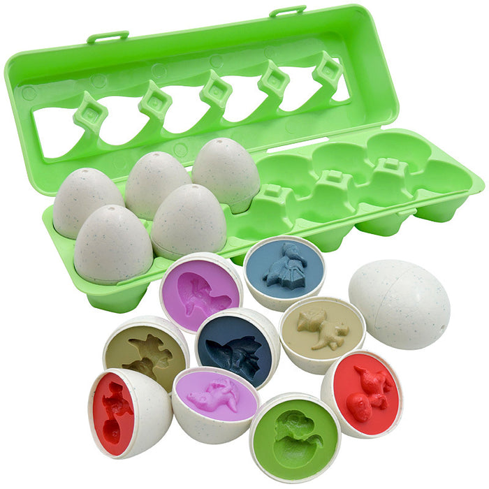 Hendrano Shape-Matching Montessori Eggs in a 12-Egg Carton