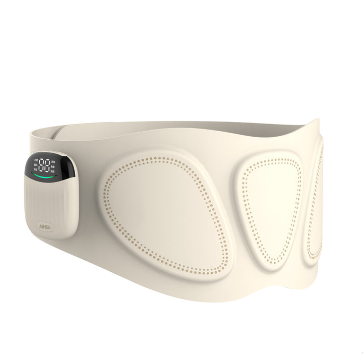 White heated waist belt with LED display