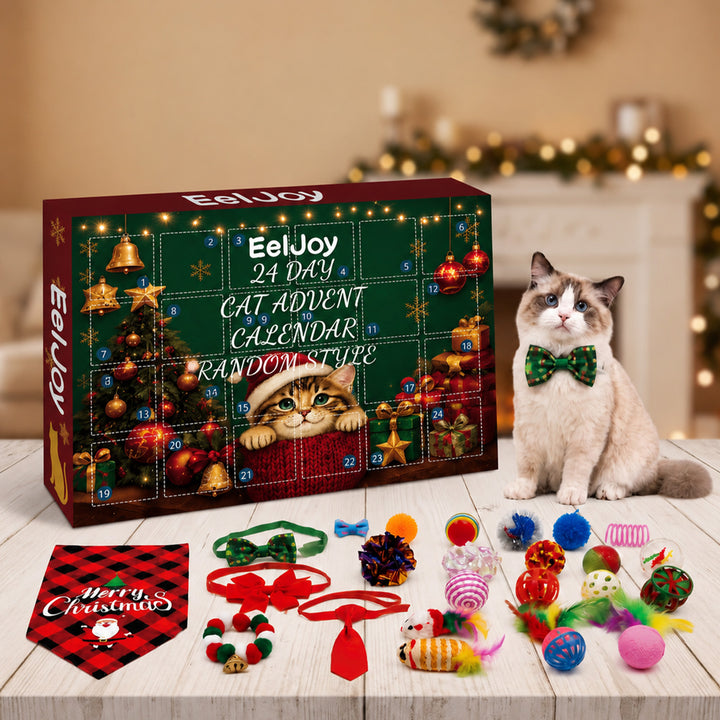Christmas advent calendar box for cats with toys