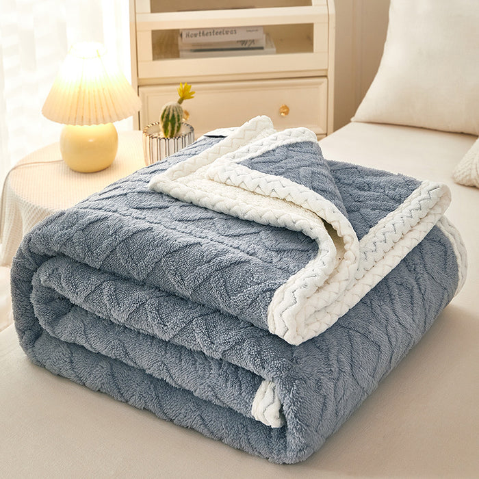 Hendrano Double Layer Coral Fleece Blanket with Sherpa Reverse
