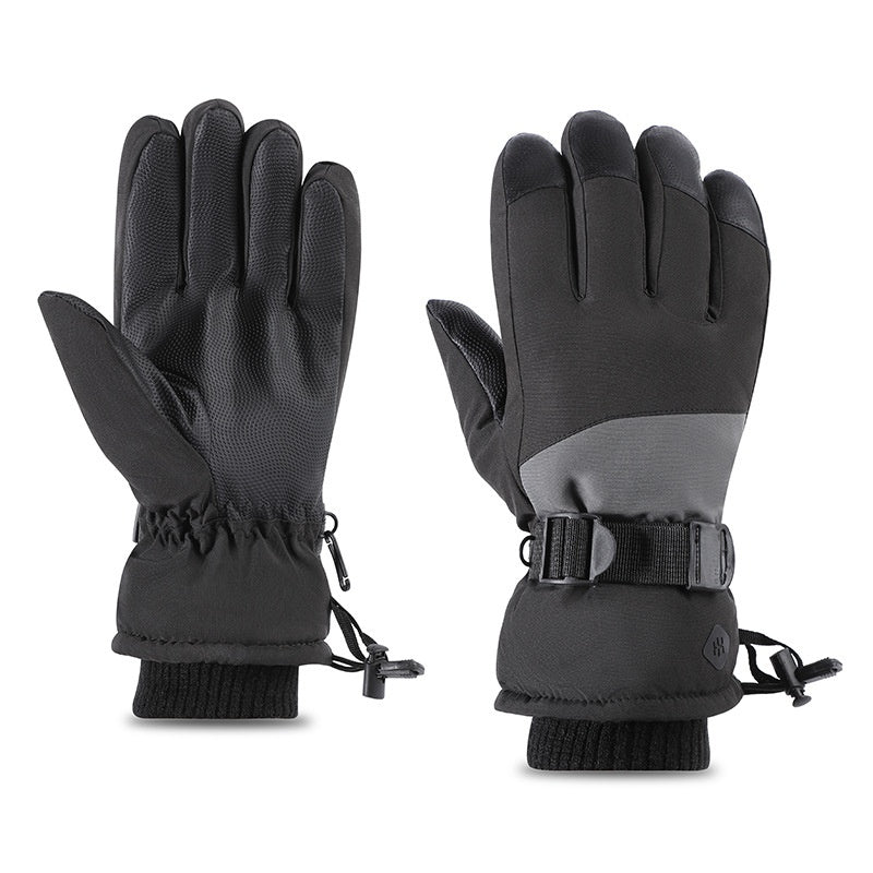 Black and white waterproof ski gloves
