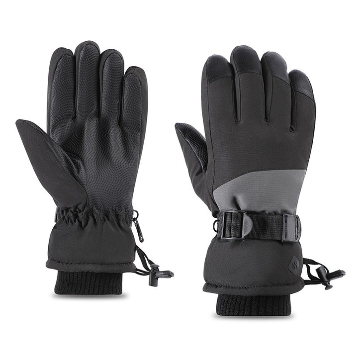 Black and white waterproof ski gloves